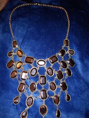 Statement Olive Gem Bib Necklace